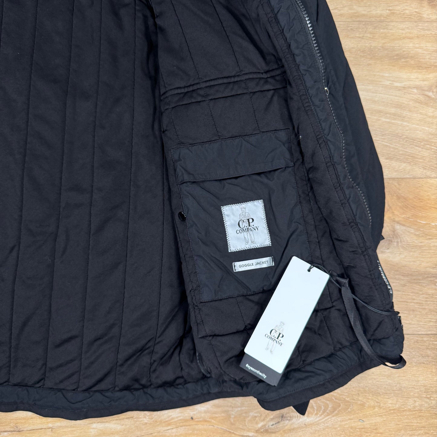 C.P. Company GD Liner Padded Goggle Jacket in Black