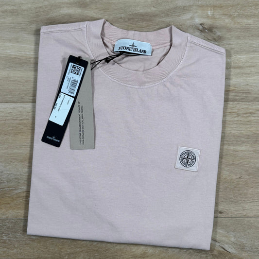 Stone Island Combed Organic Cotton Patch Logo T-Shirt in Antique Rose