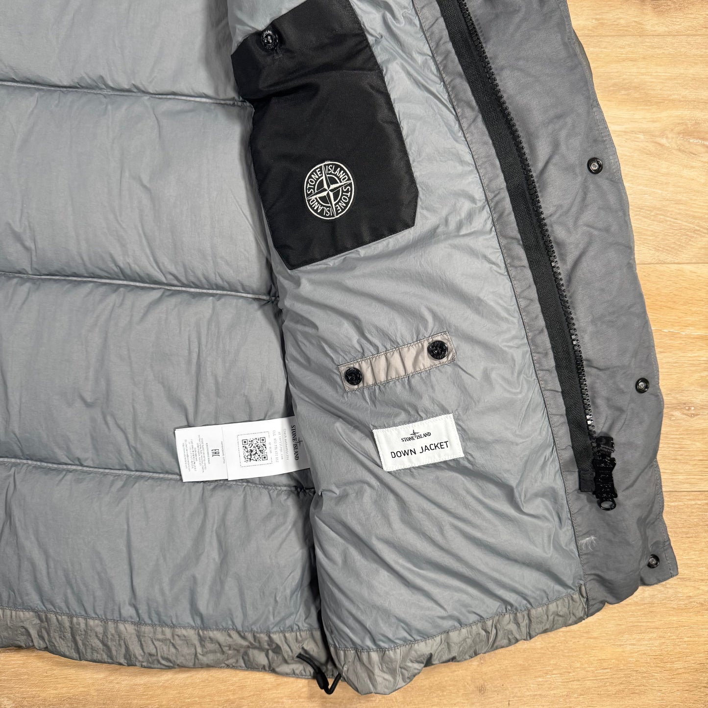 Stone Island Crinkle Reps NY Nylon Down Parka in Cement