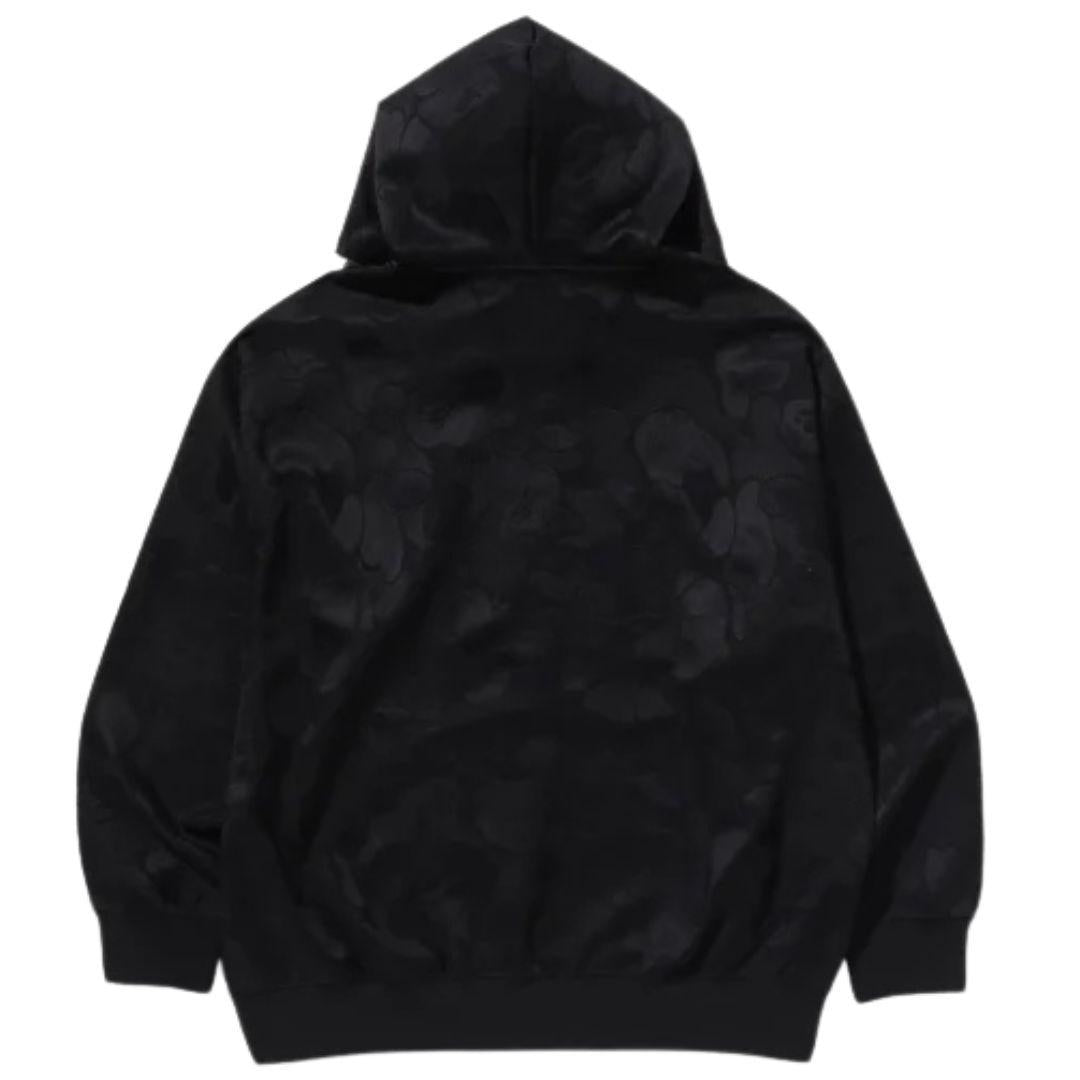 BAPE SOLID CAMO JACQUARD ONE POINT ZIP UP HOODIE BLACK