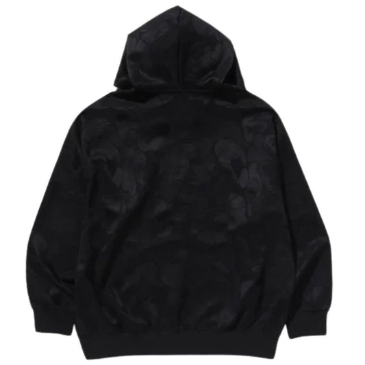 BAPE SOLID CAMO JACQUARD ONE POINT ZIP UP HOODIE BLACK