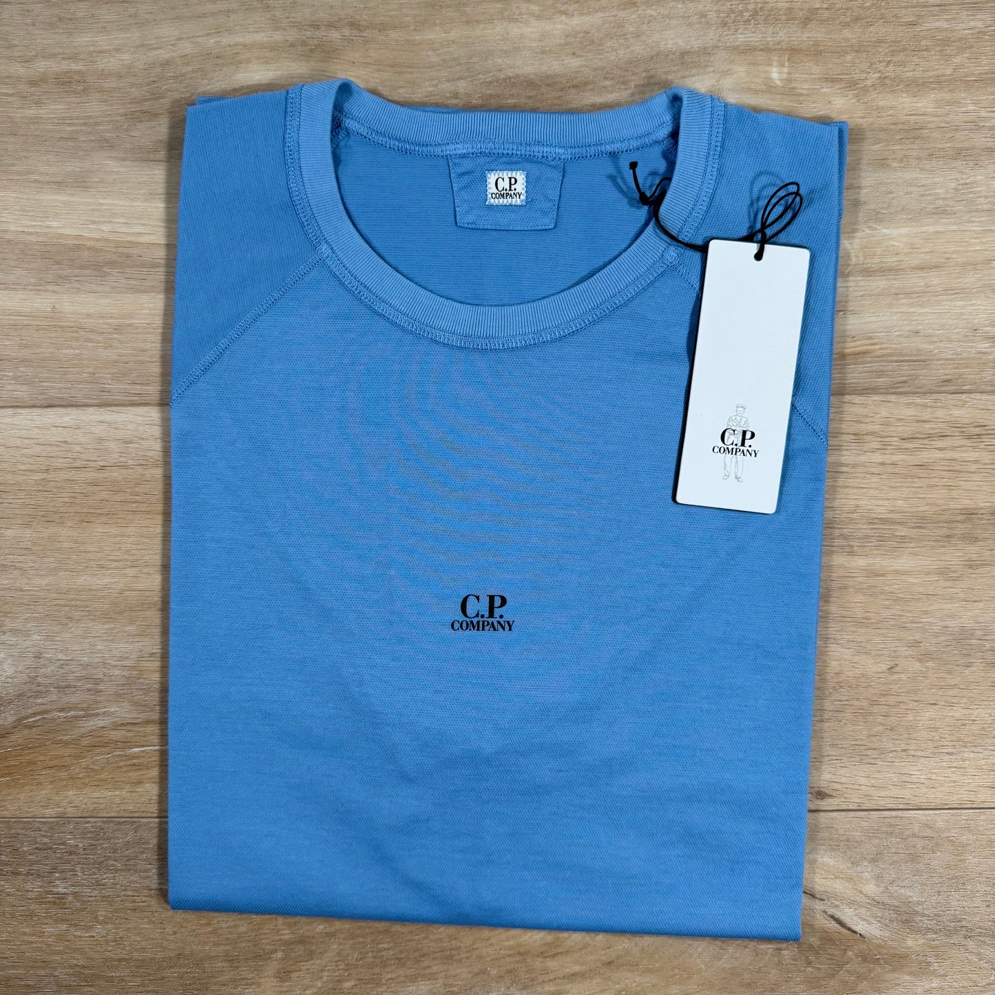 C.P. Company Micronet Jersey Raglan Logo T-Shirt in Pacific Coast - Light Blue
