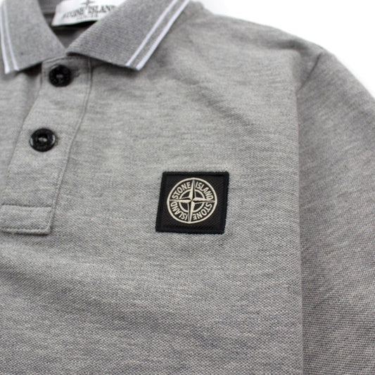 Stone Island Junior Twin Tipped Long Sleeve Polo Grey