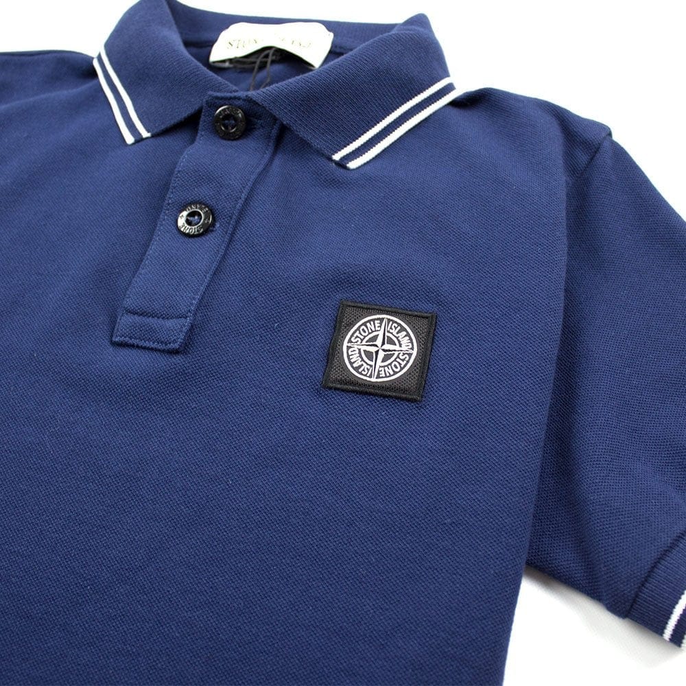 Stone Island Junior Twin Tipped Short Sleeve Polo Blue