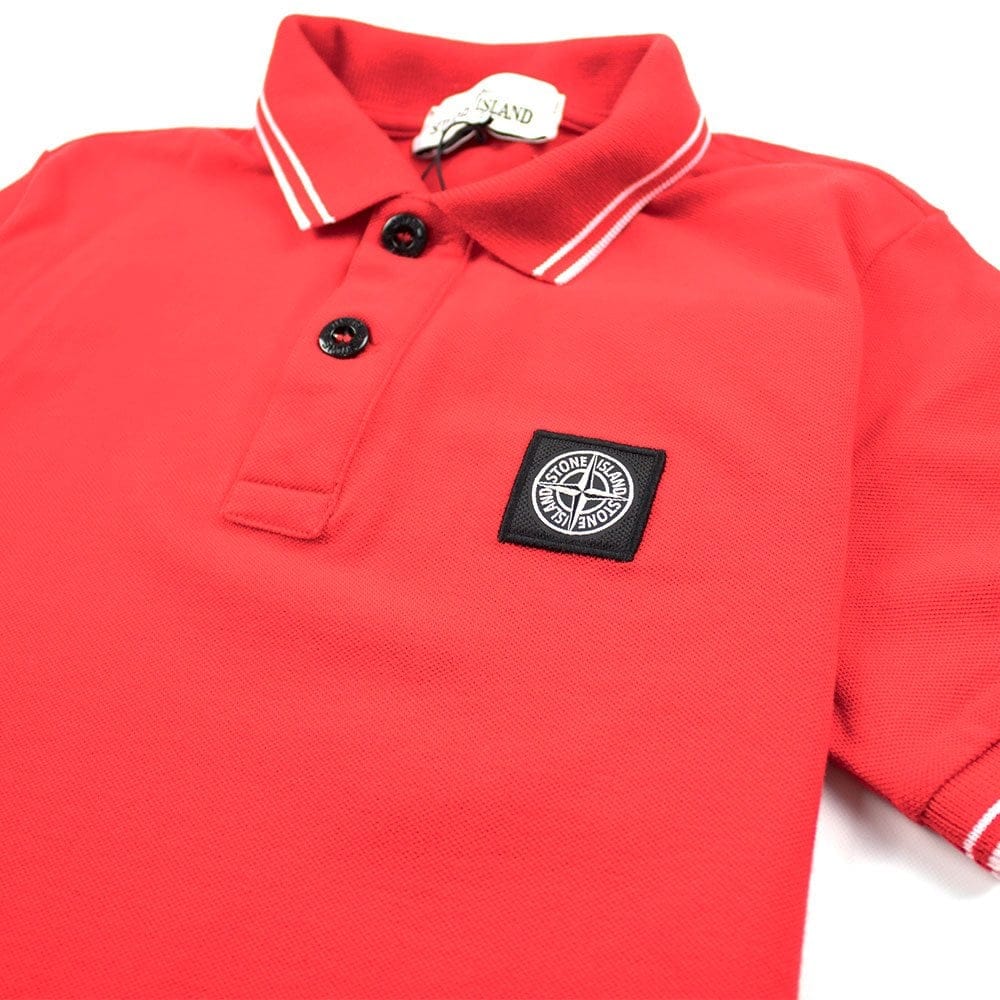 Stone Island Junior Twin Tipped Short Sleeve Polo Red