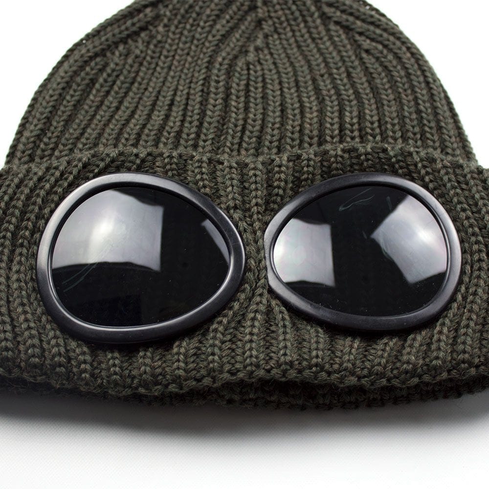 CP Company Extra Fine Merino Wool Goggle Winter Beanie Khaki 661