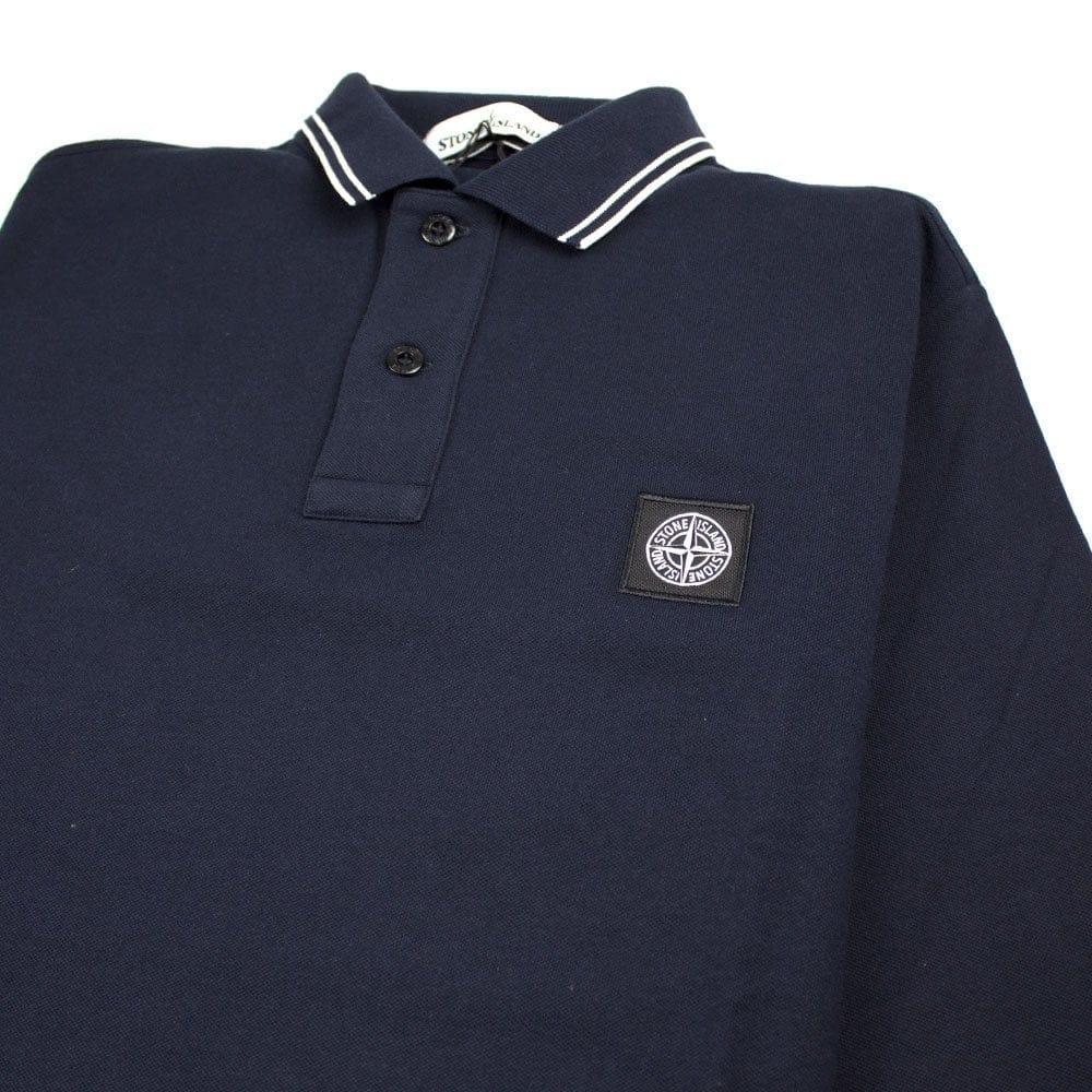 Stone Island Twin Tipped Long Sleeve Polo Navy/White