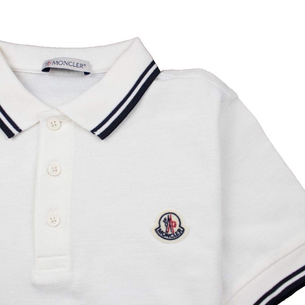 Moncler Junior Twin Tipped Short Sleeve Polo White\Navy