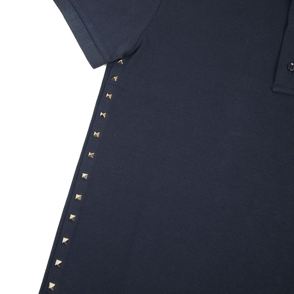 Valentino Rock Stud Polo Shirt Navy Blue