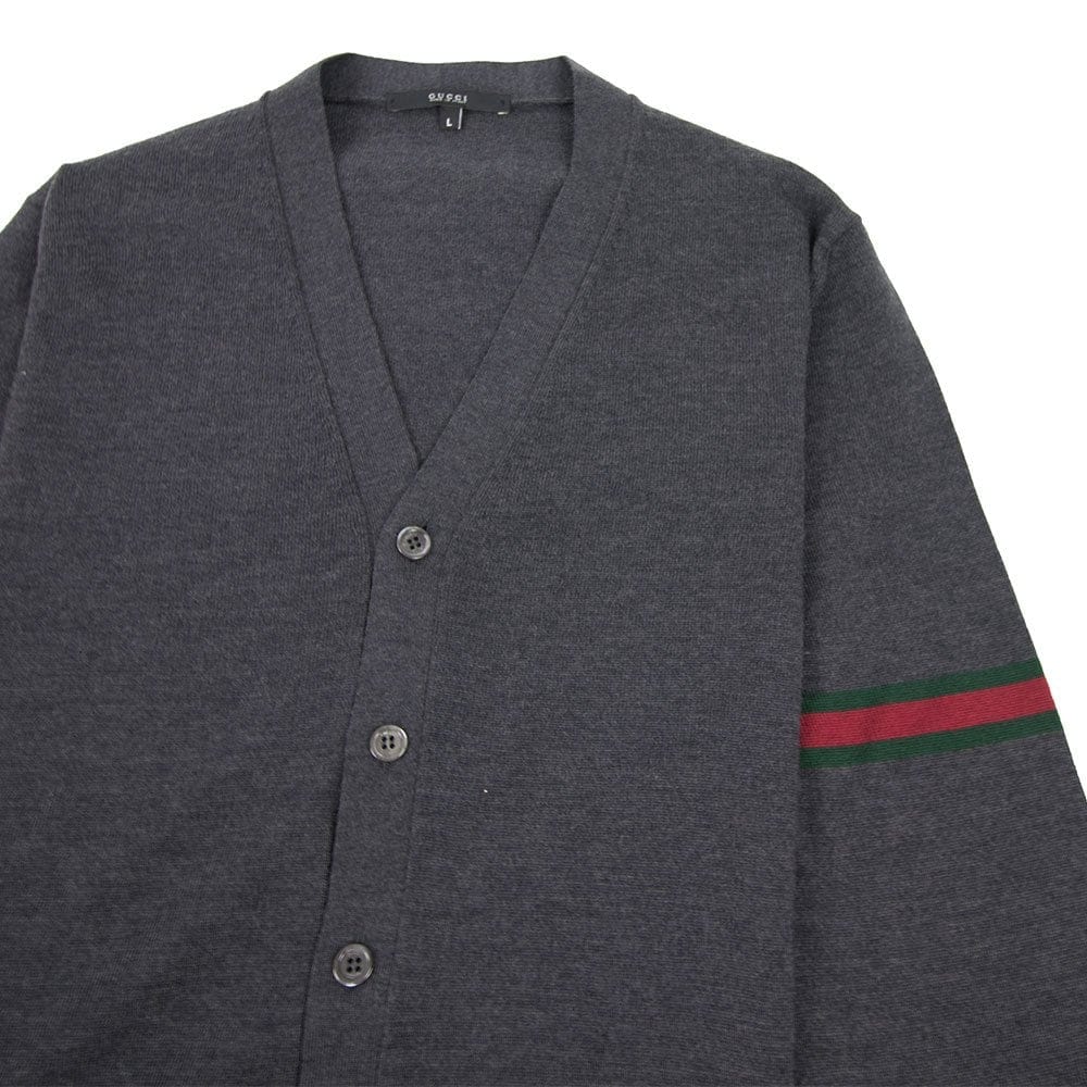 Gucci 6 Button Arm Stripe Cardigan Grey