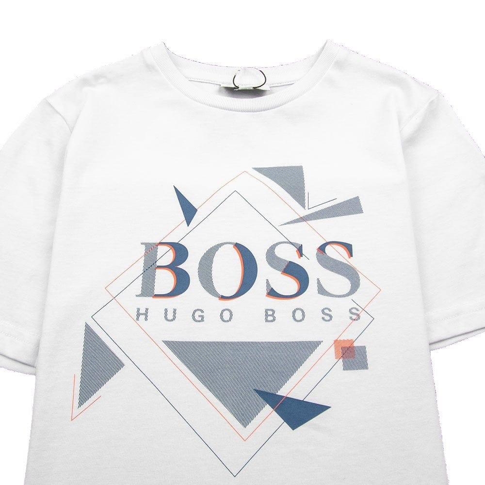 Hugo Boss Kids Geometric Logo T-Shirt White