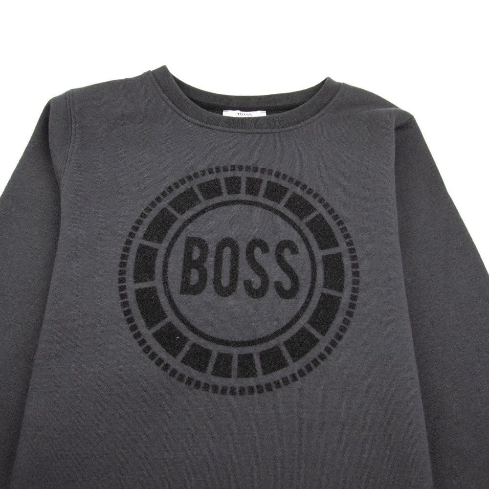 Hugo Boss Kids Sweatshirt Round Logo Dark Grey