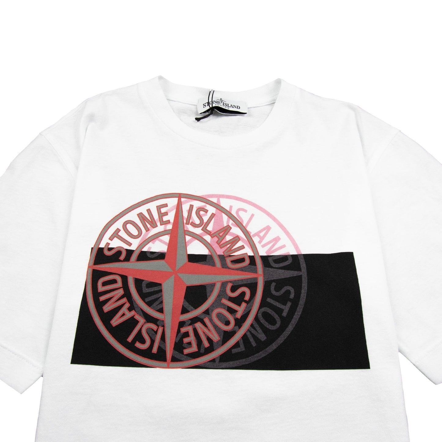 Stone Island Junior Front Compass Reflective T-Shirt White