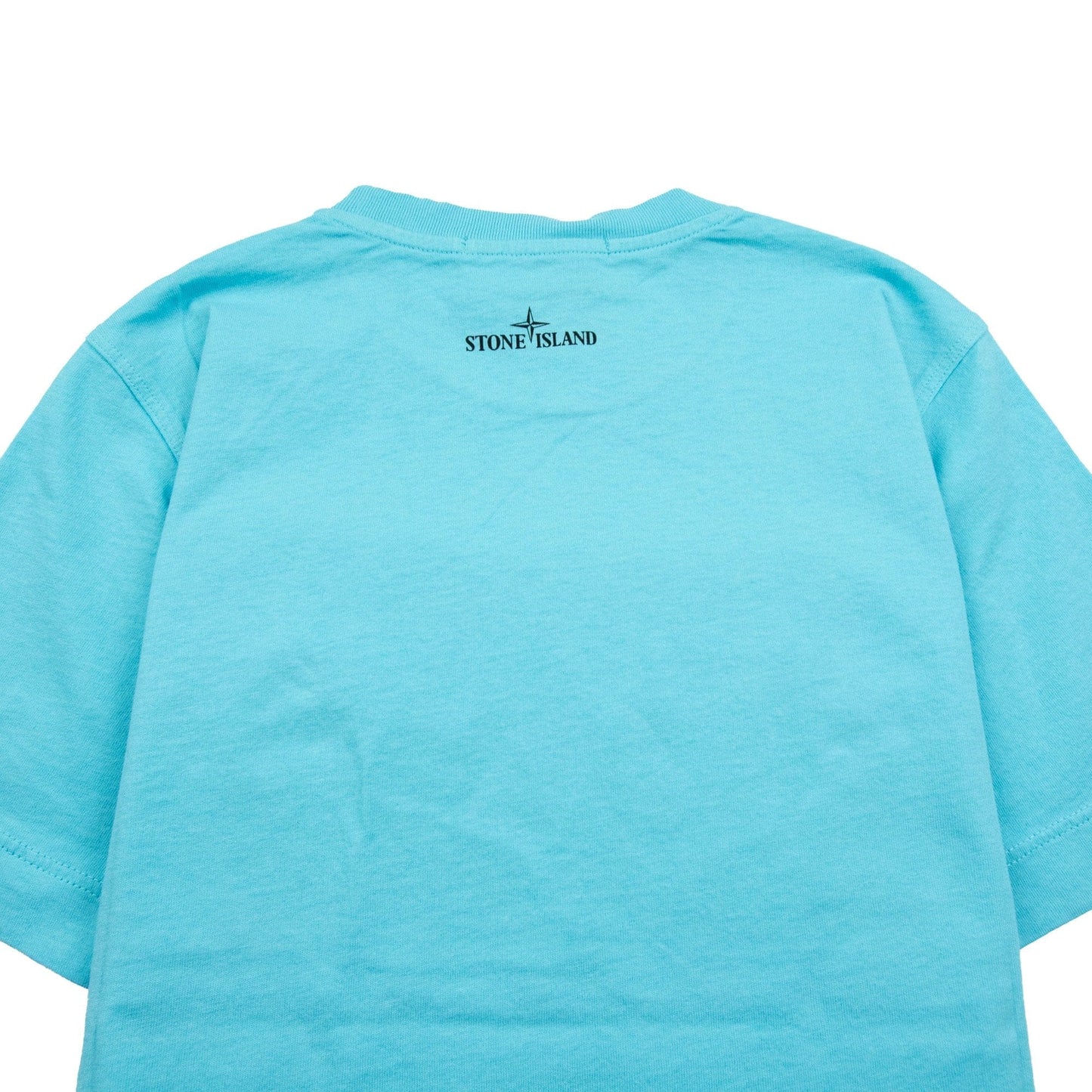 Stone Island Junior Front Compass Reflective T-Shirt Baby Blue