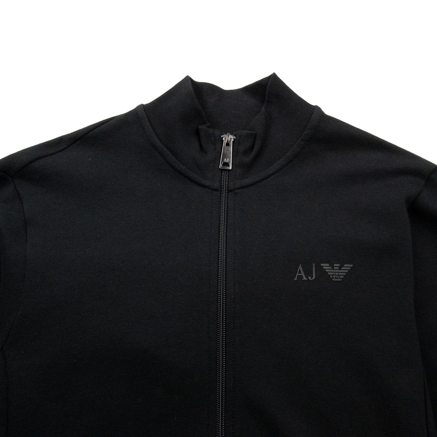 Armani Jeans Zip Up Rubber Logo Jacket Black