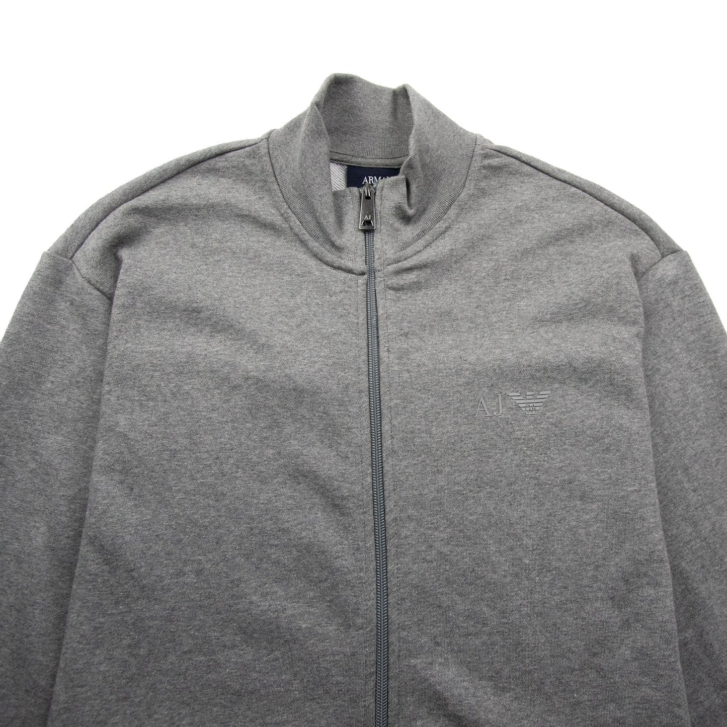Armani Jeans Zip Up Rubber Logo Jacket Light Grey