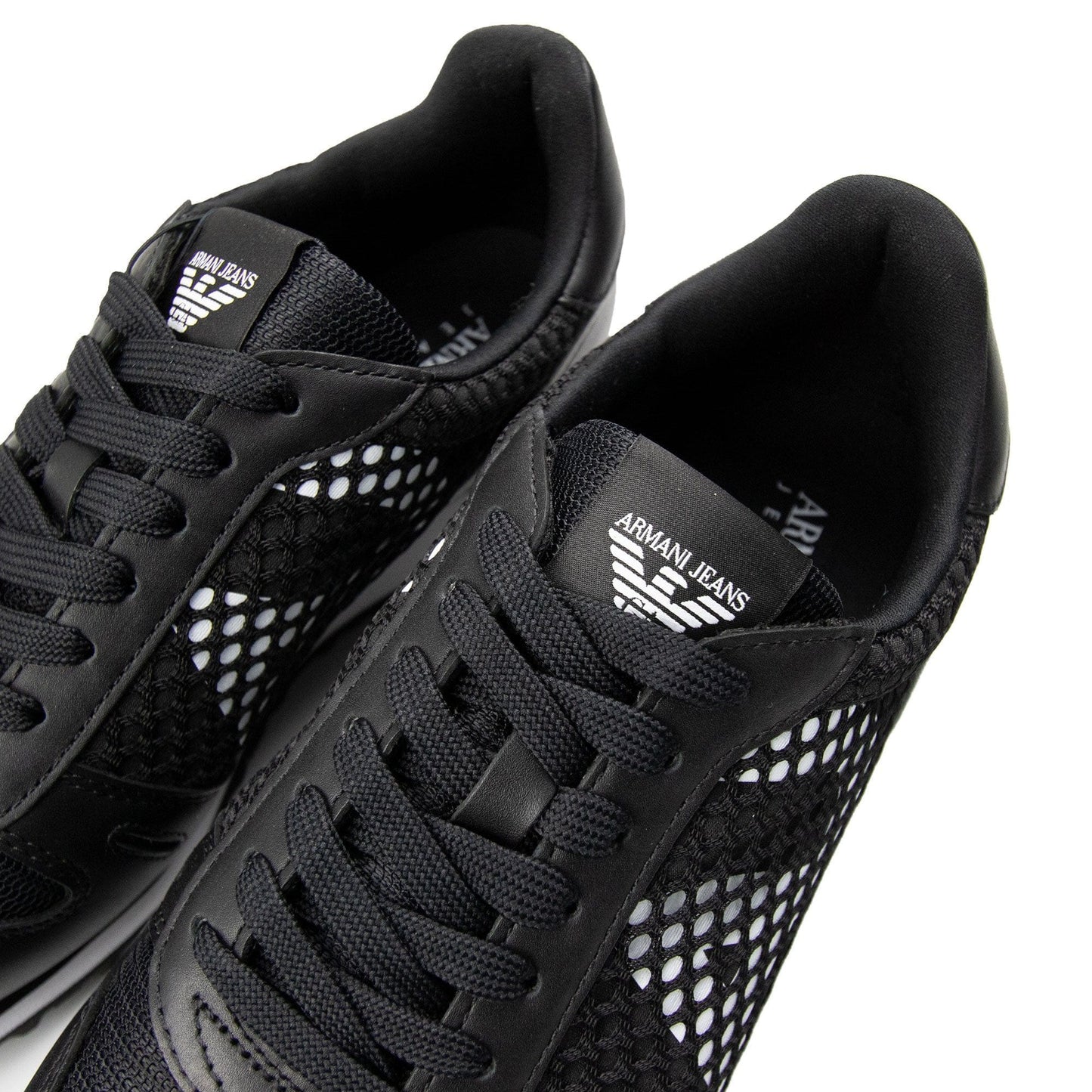 Armani Jeans Eagle Mesh Trainers Black/White