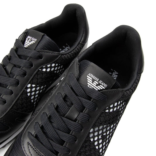 Armani Jeans Eagle Mesh Trainers Black/White