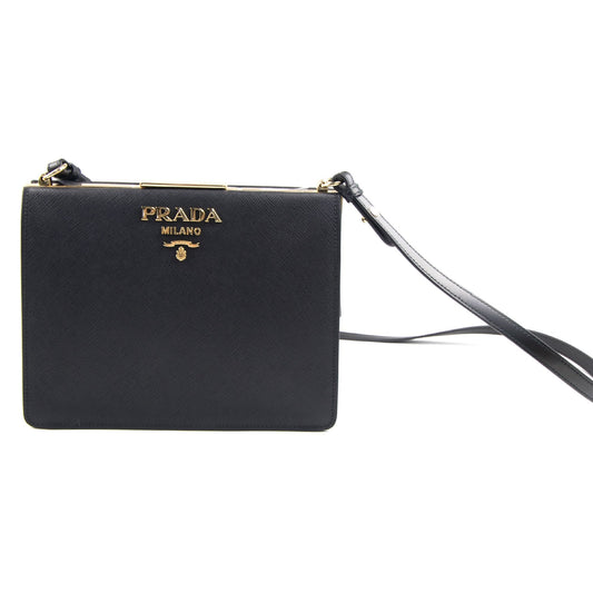 Prada Light Frame Saffiano Leather Bag Black