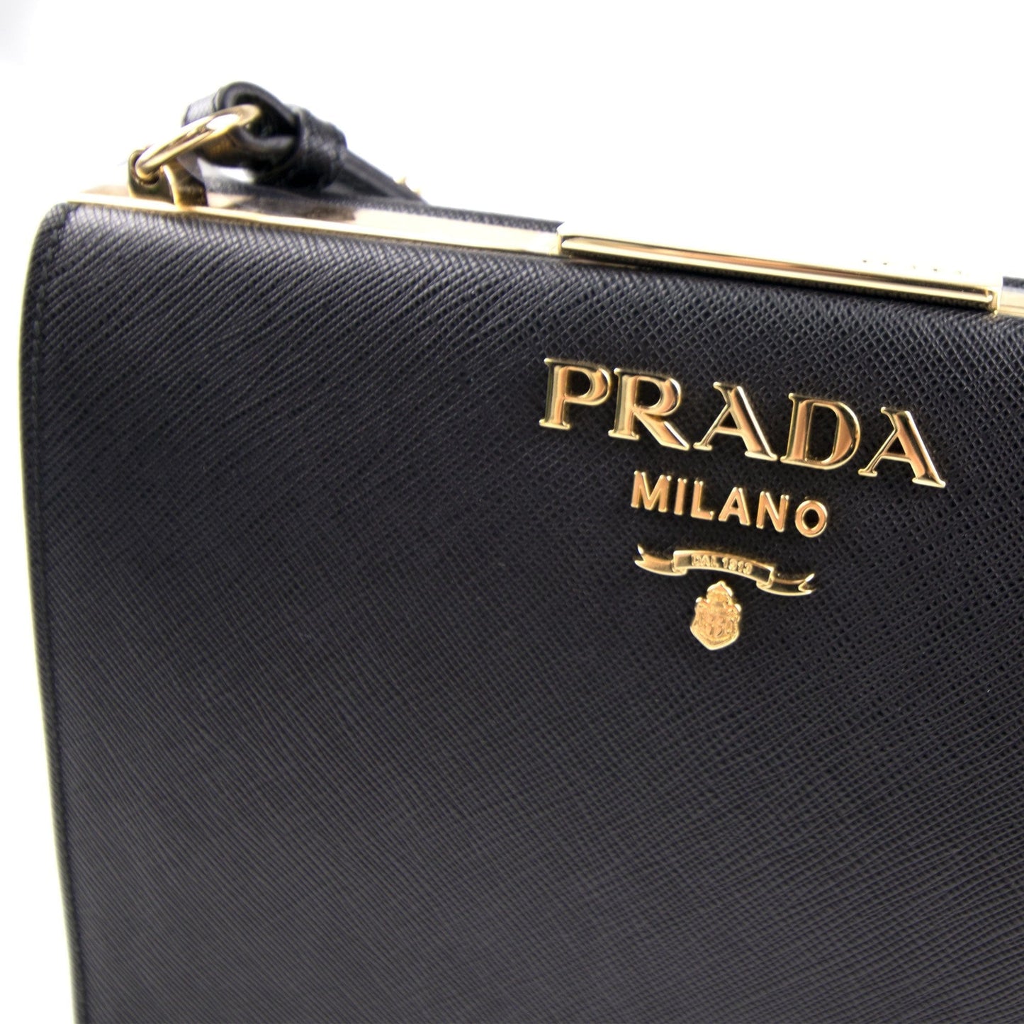 Prada Light Frame Saffiano Leather Bag Black