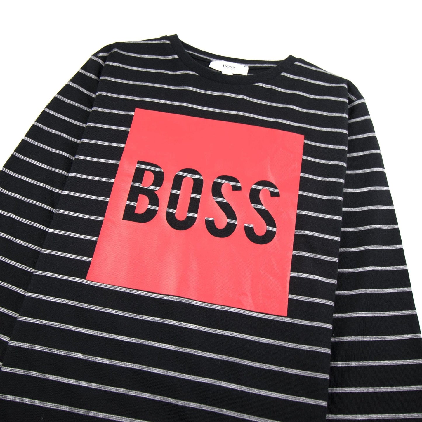 Hugo Boss Kids Red Boss Logo Stripe Long Sleeve Black