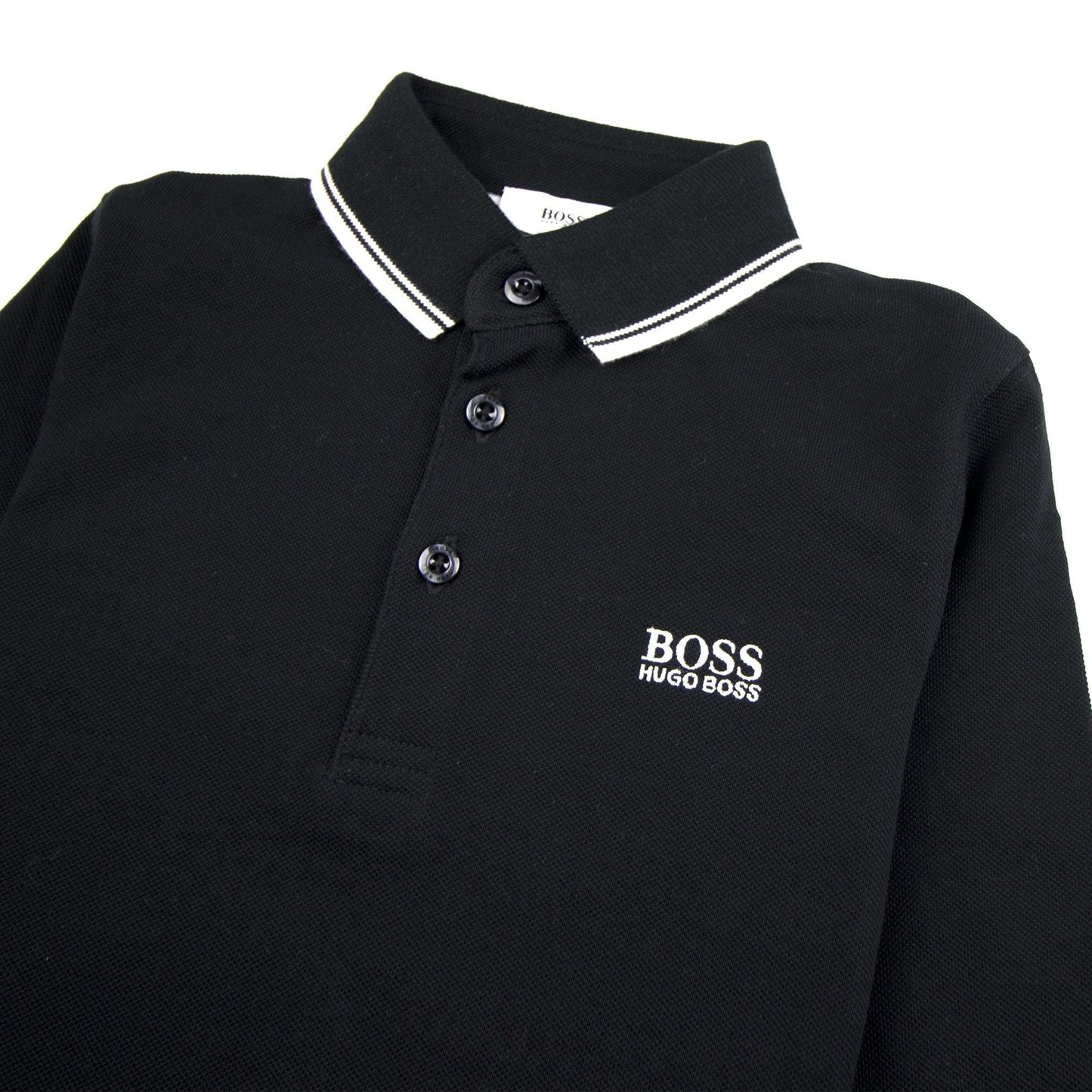Hugo Boss Kids Tipped Long Sleeve Polo Black