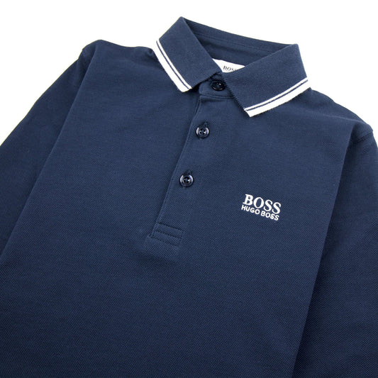 Hugo Boss Kids Tipped Long Sleeve Polo Navy