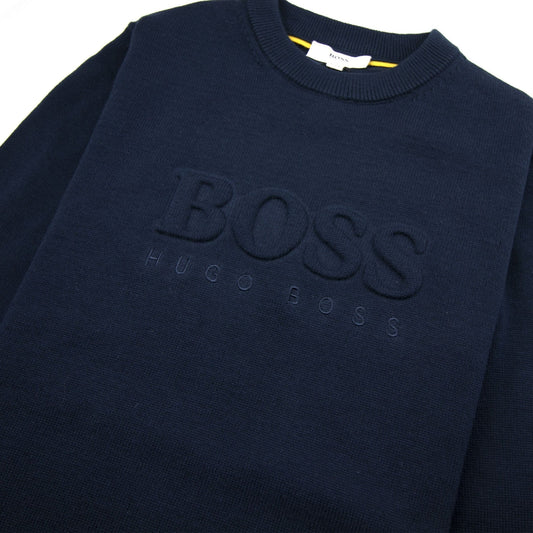 Hugo Boss Kids Knitted Bold Logo Sweatshirt Navy