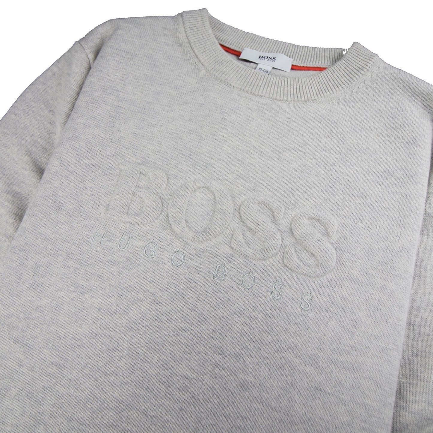 Hugo Boss Kids Knitted Boss Bold Logo Sweatshirt Light Grey