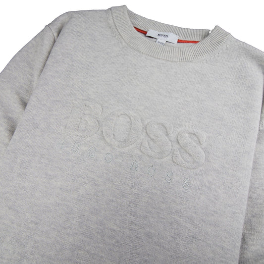 Hugo Boss Kids Knitted Boss Bold Logo Sweatshirt Light Grey