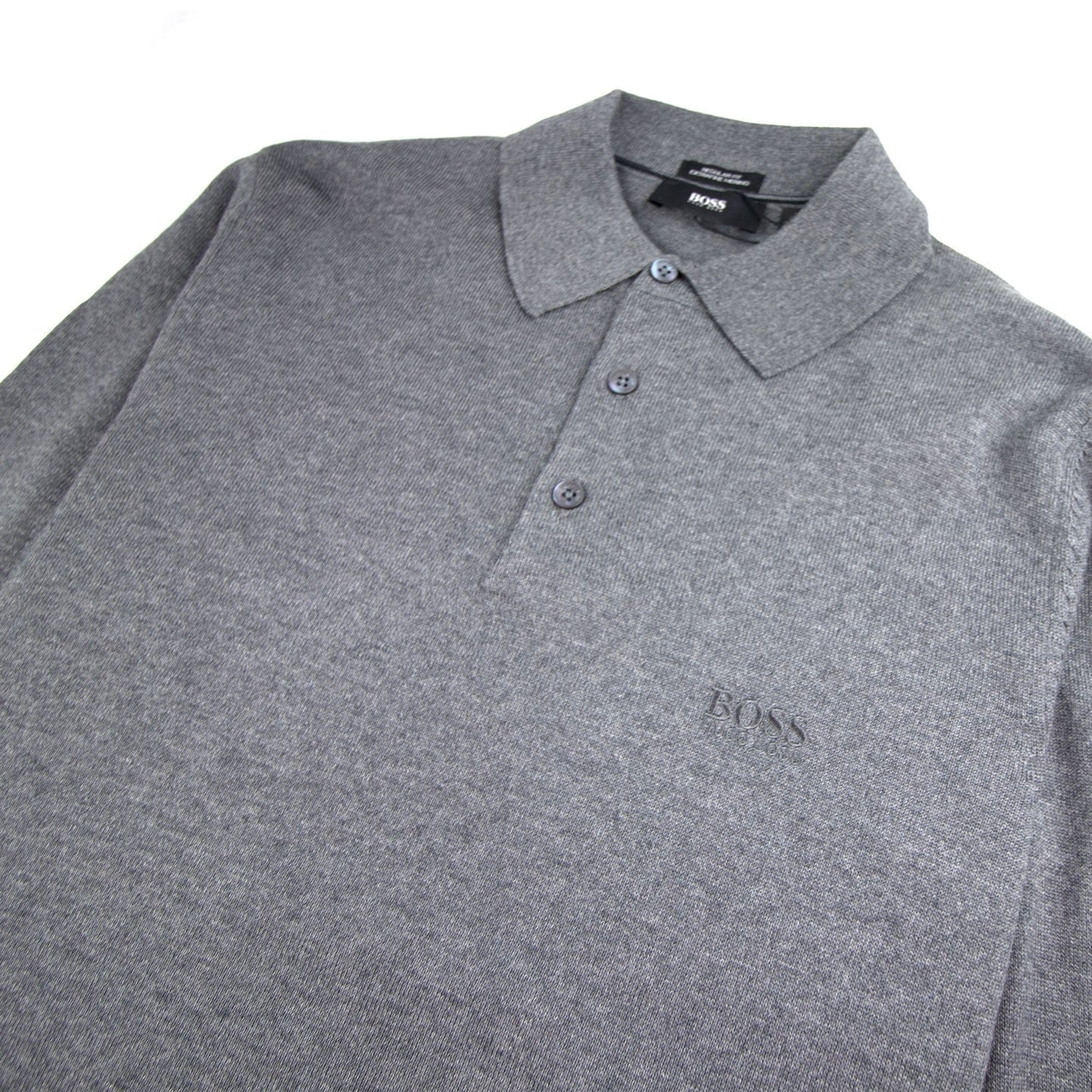 Hugo Boss Banet-B Long Sleeve Knitted Polo Grey