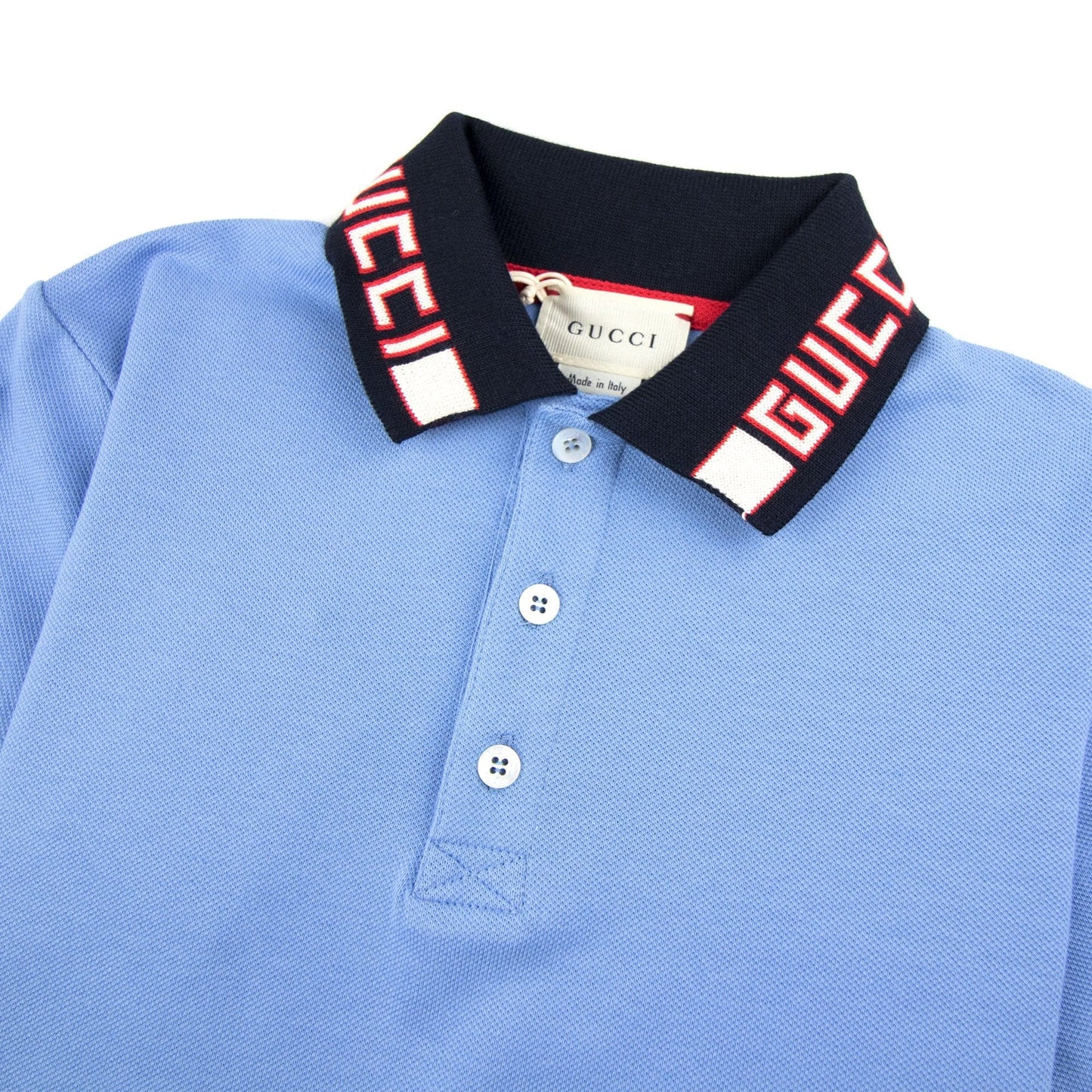 Gucci Junior Collar Logo Polo Shirt Baby Blue