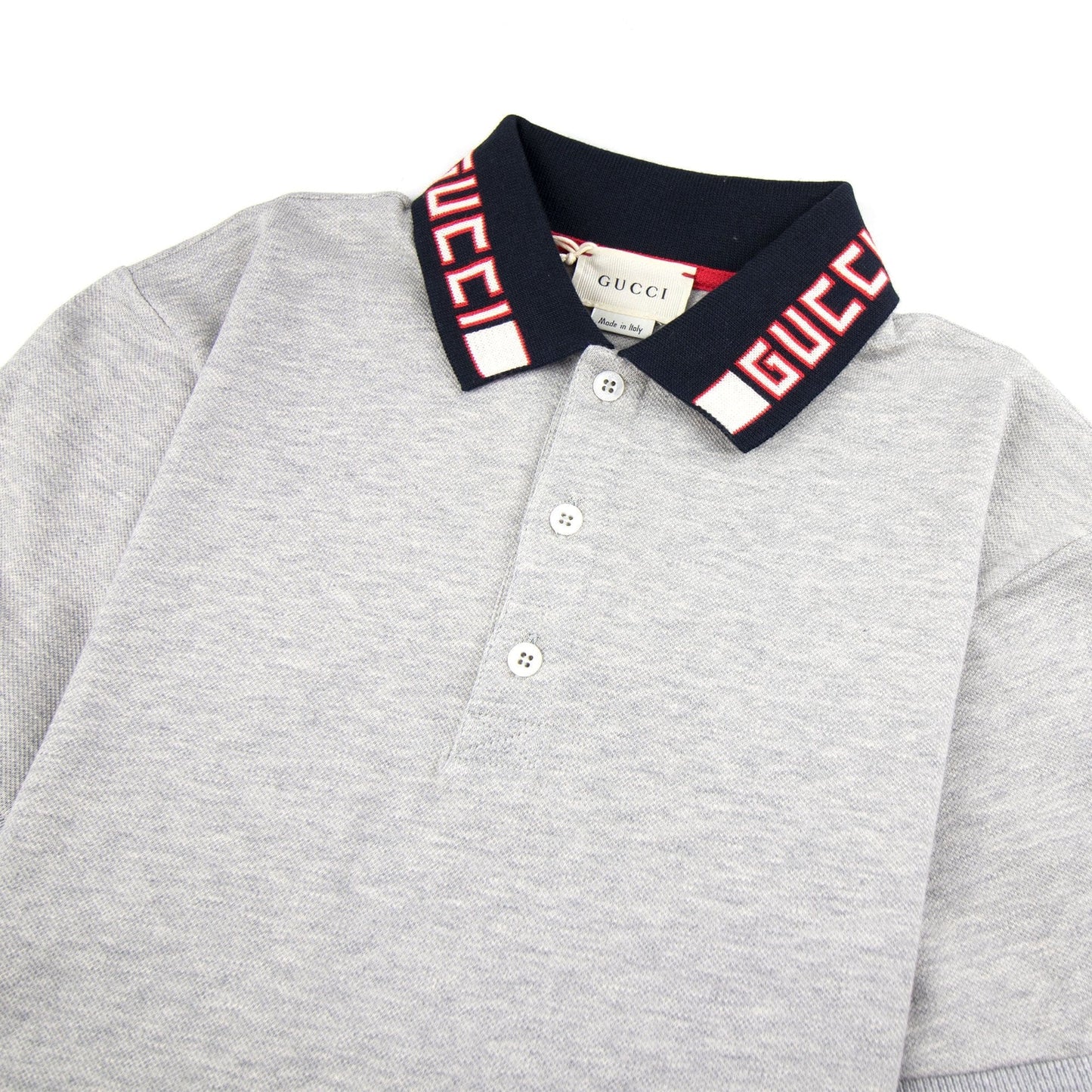 Gucci Junior Collar Logo Polo Shirt Grey
