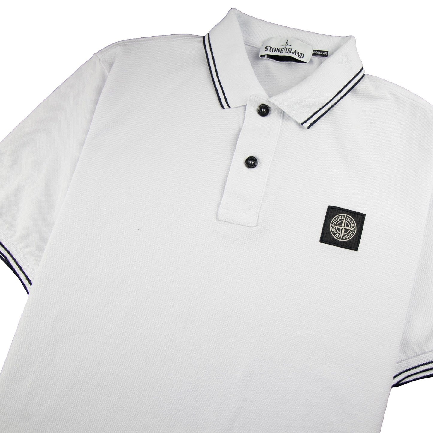 Stone Island Twin Tipped Short Sleeve Polo Shirt 'Regular Fit' White