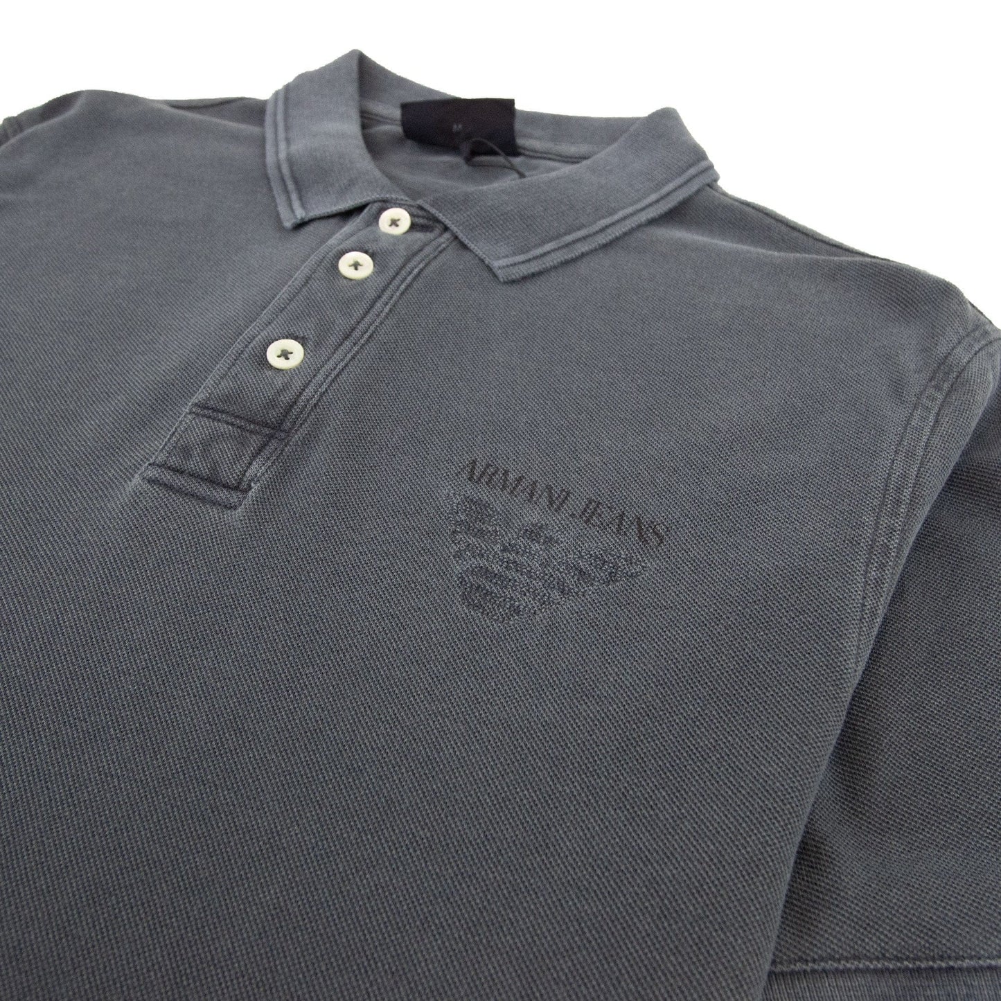 Armani Jeans Eagle Logo Garment Dyed Polo Shirt Dark Grey
