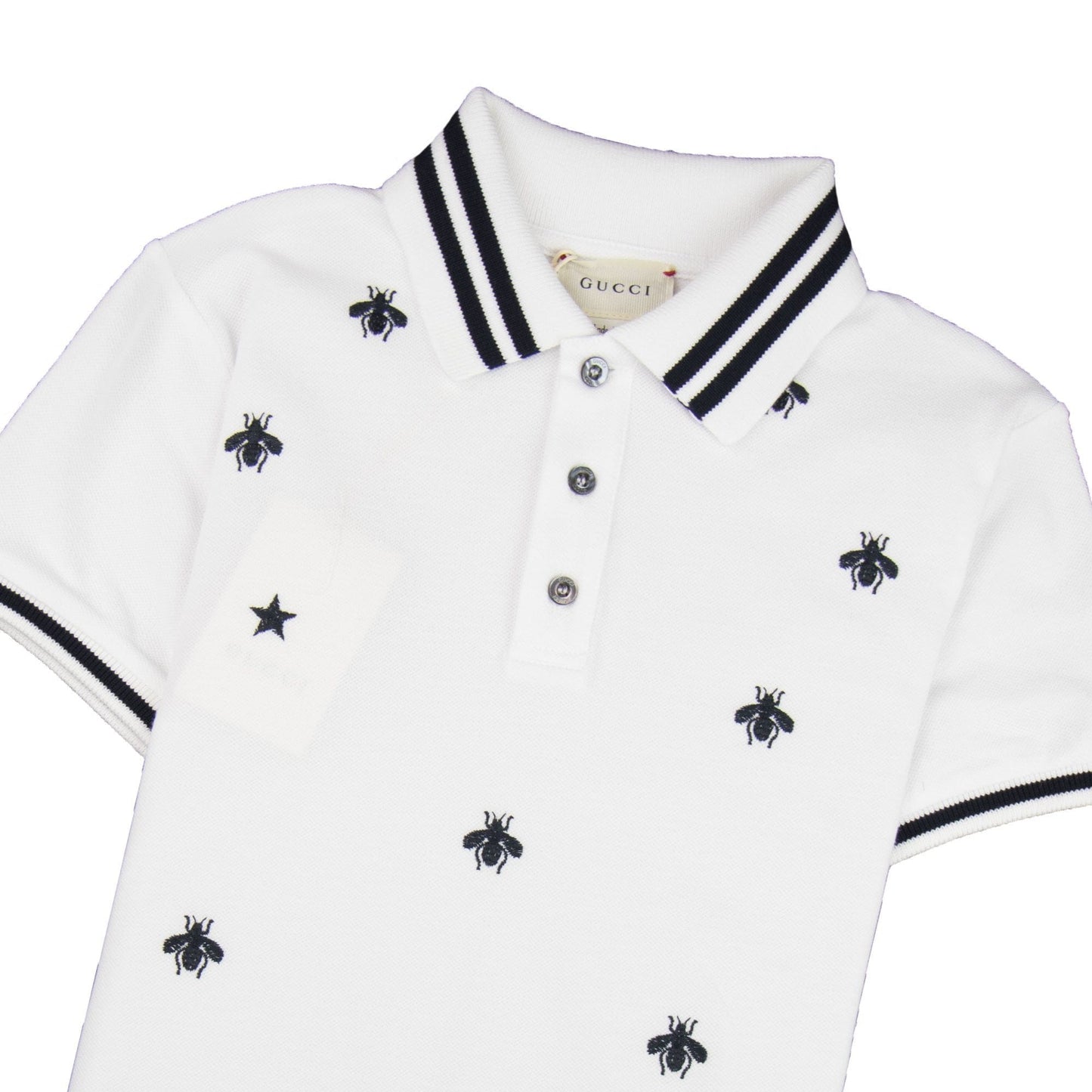 Gucci Junior Bees And Stars Polo Shirt White 9061