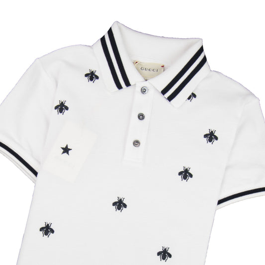 Gucci Junior Bees And Stars Polo Shirt White 9061