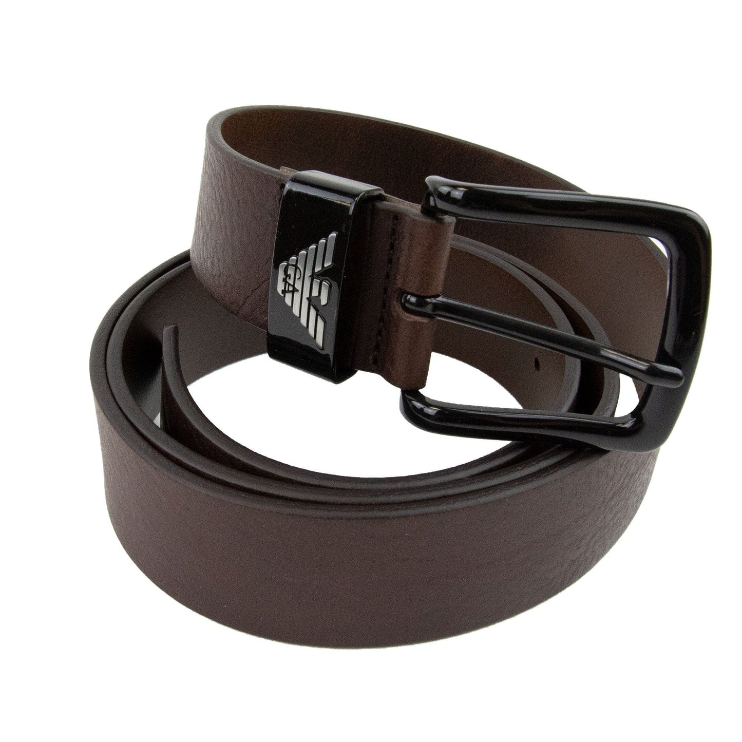 Emporio Armani Eagle Buckle Belt Dark Tan