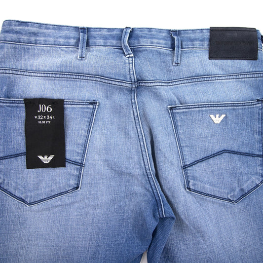 Emporio Armani J06 Slim Fit Washed Jeans Denim Mid Blue 0942