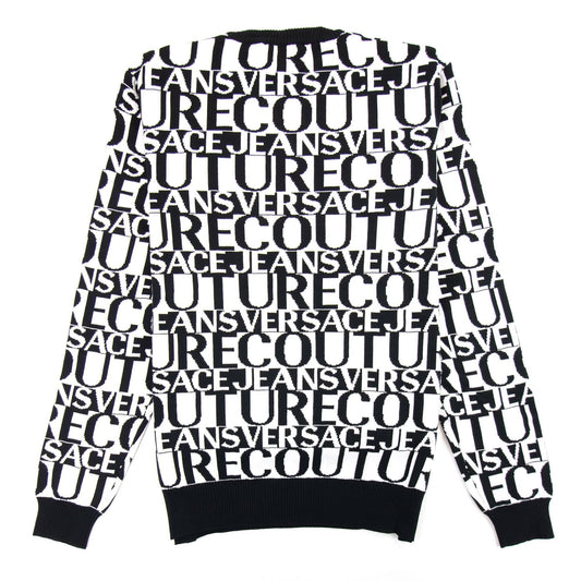 Versace Jeans Couture All Over Print Crew Neck Letter Jumper White/black