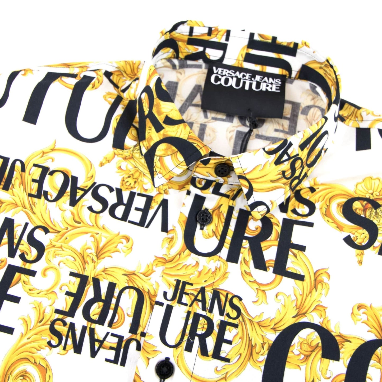 Versace Jeans Couture Logo Baroque Long Sleeve Print Shirt White