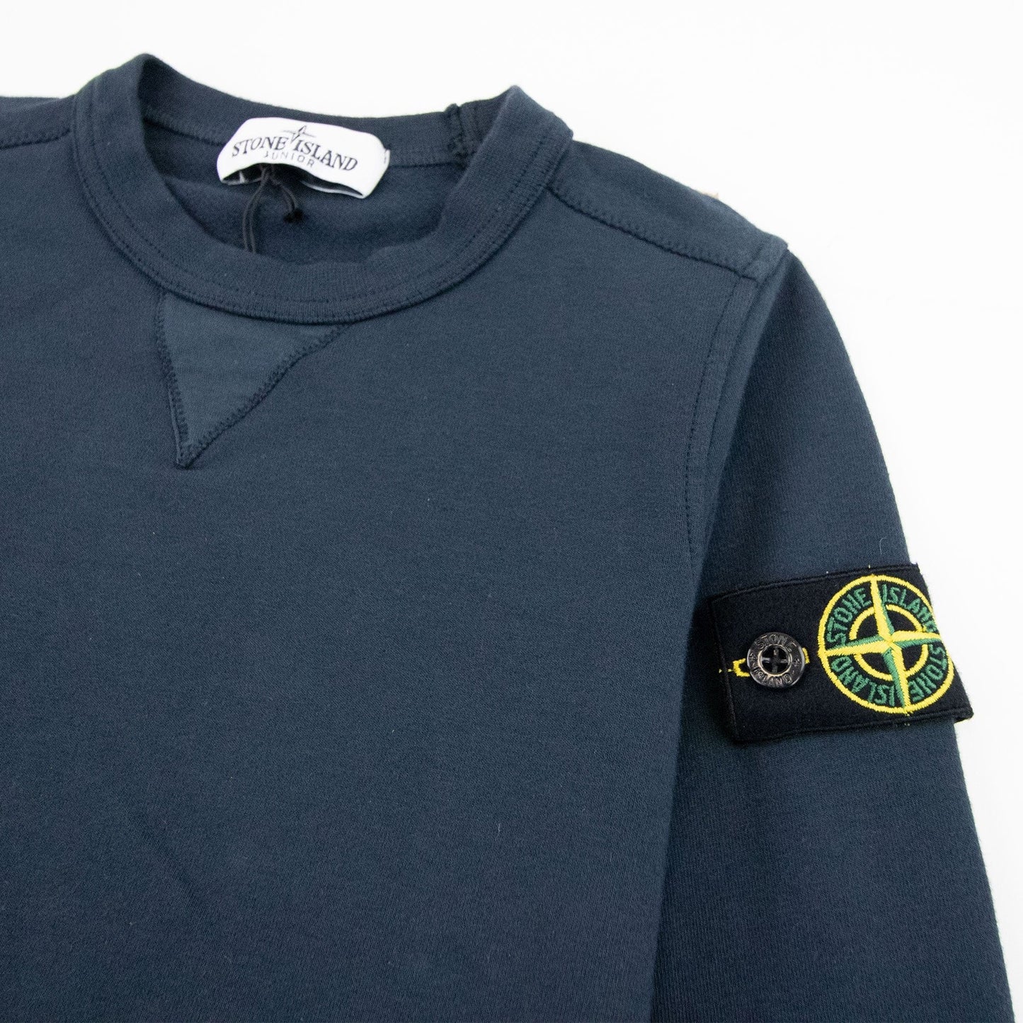 Stone Island Junior Logo Plaque Sweatshirt Navy V0020