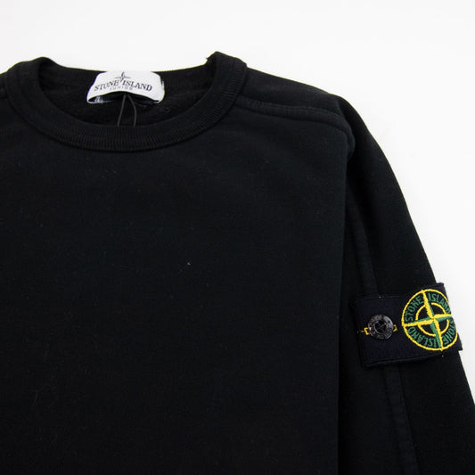 Stone Island Junior Patch Logo Crew Neck Sweatshirt Black V0029