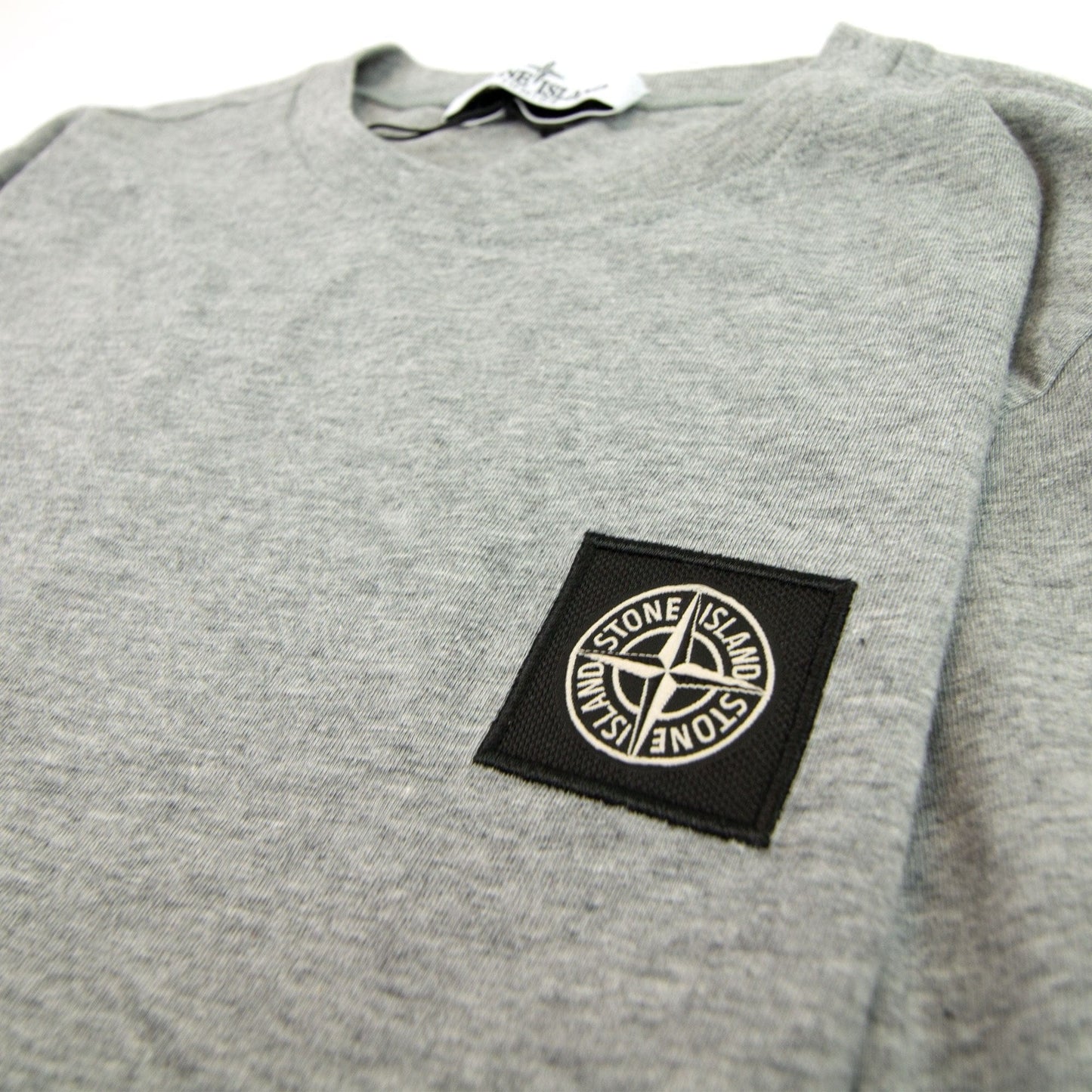 Stone Island Junior Chest Logo Long Sleeve T-Shirt Light Grey V1064