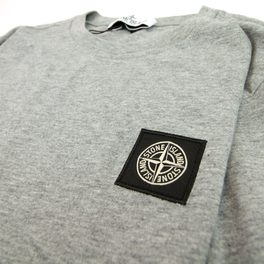 Stone Island Junior Chest Logo Long Sleeve T-Shirt Light Grey V1064