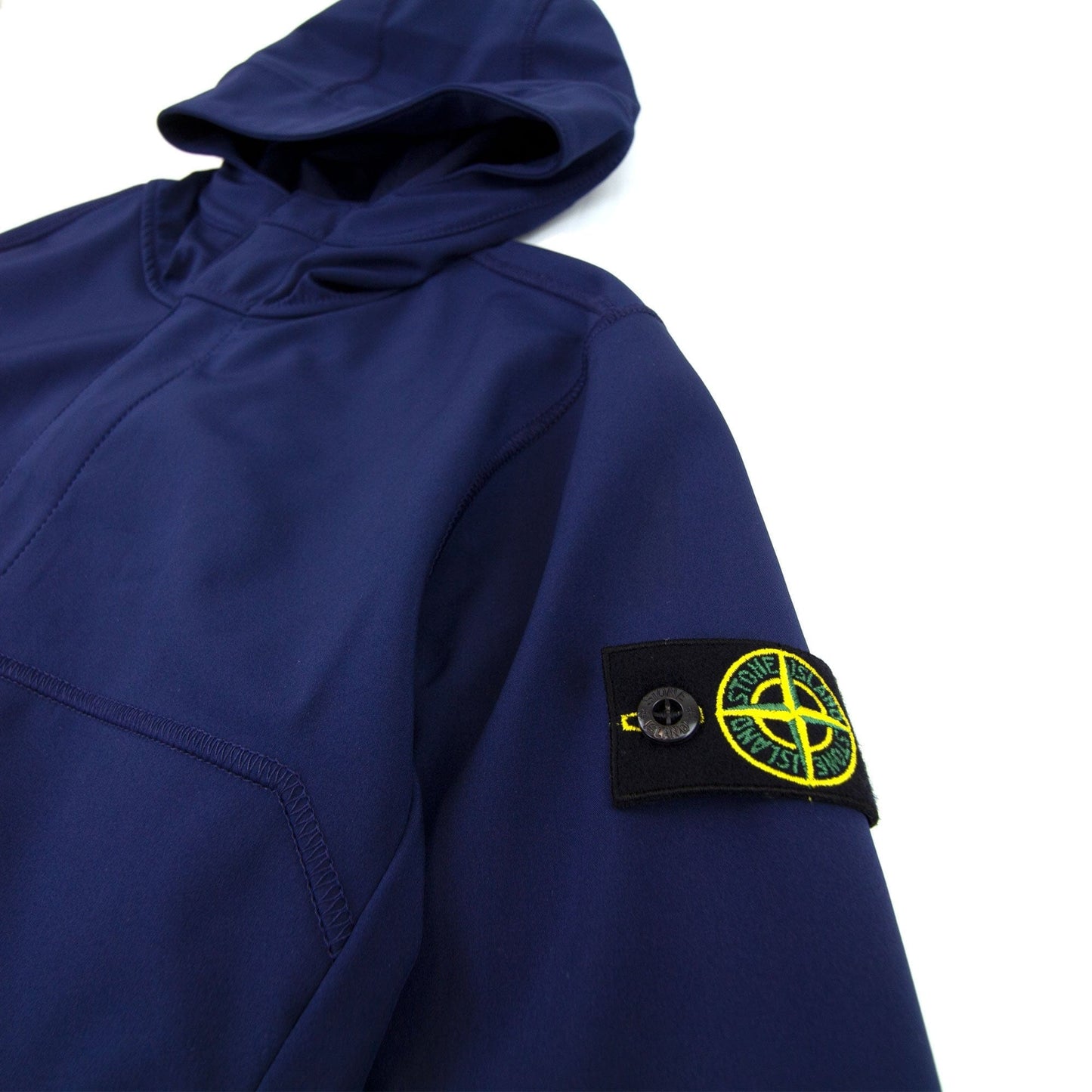 Stone Island Junior Soft Shell Hooded Jacket Royal Blue V0026
