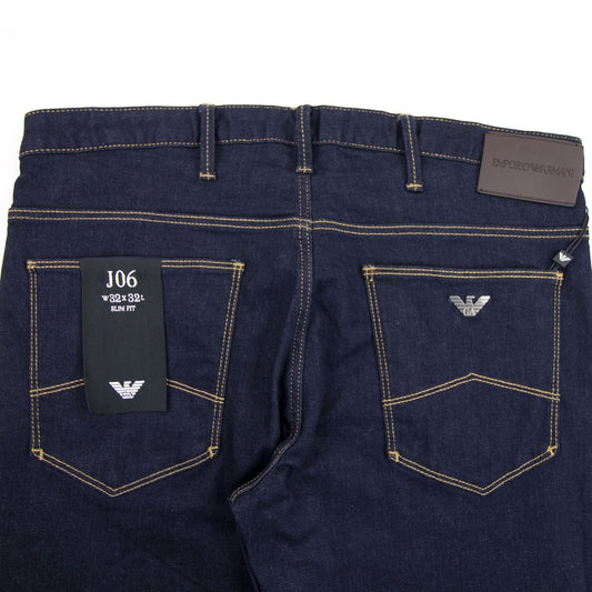 Emporio Armani J06 Slim Yellow Stitch Jeans 0941 Denim Blue