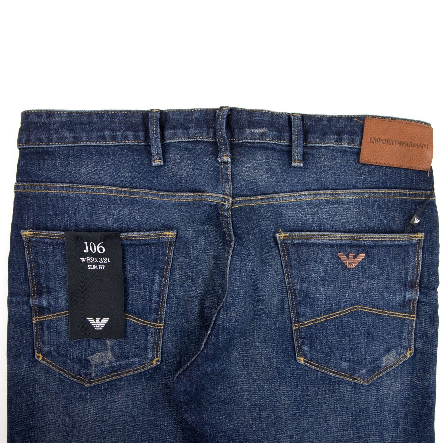 Emporio Armani J06 Washed Gold Stitch Slim Fit Jeans 0941 Denim Blue