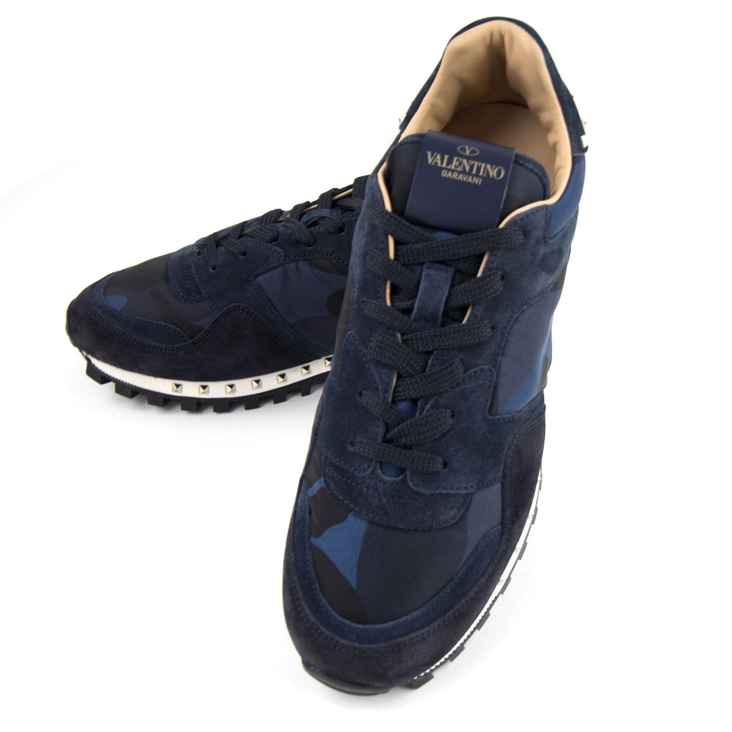 Valentino Rockstud Camouflage Trainers Navy Camo W22