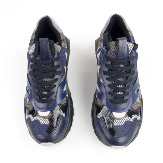 Valentino Bounce Camouflage Mesh Trainers Dark Blue Camo